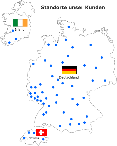 Standorte unserer Kunden in Deutschland, Schweiz und Irland